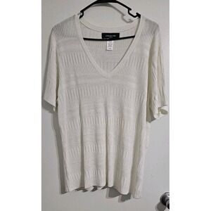 NWT Jones New York Knit Cardigan Women's 1X White Pullover Sweater Career Wear